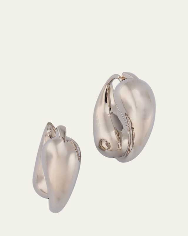 Silver Plated Tapered Hoop Earrings